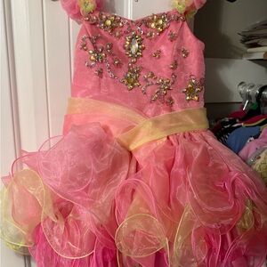 Pink and Yellow Embellished Dress